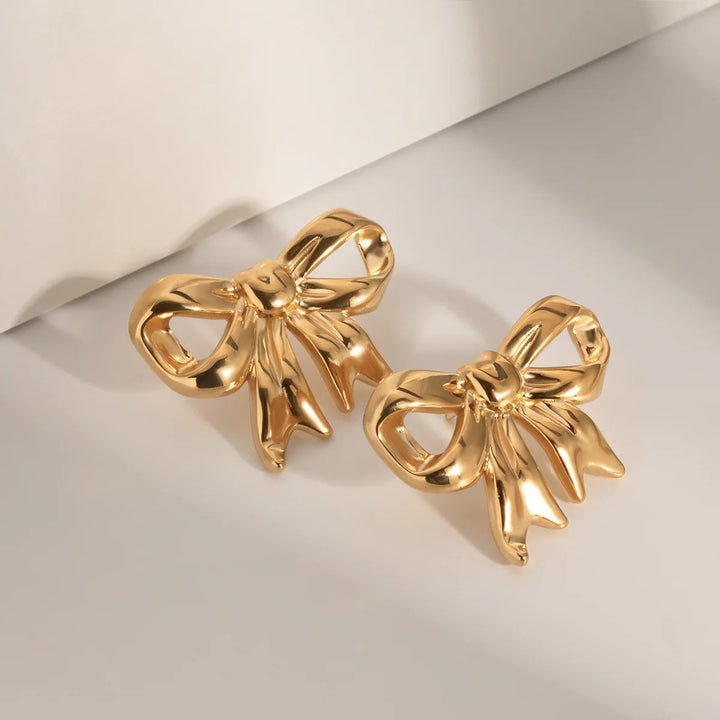 Chunky Bow Earrings - 18K Gold Plated