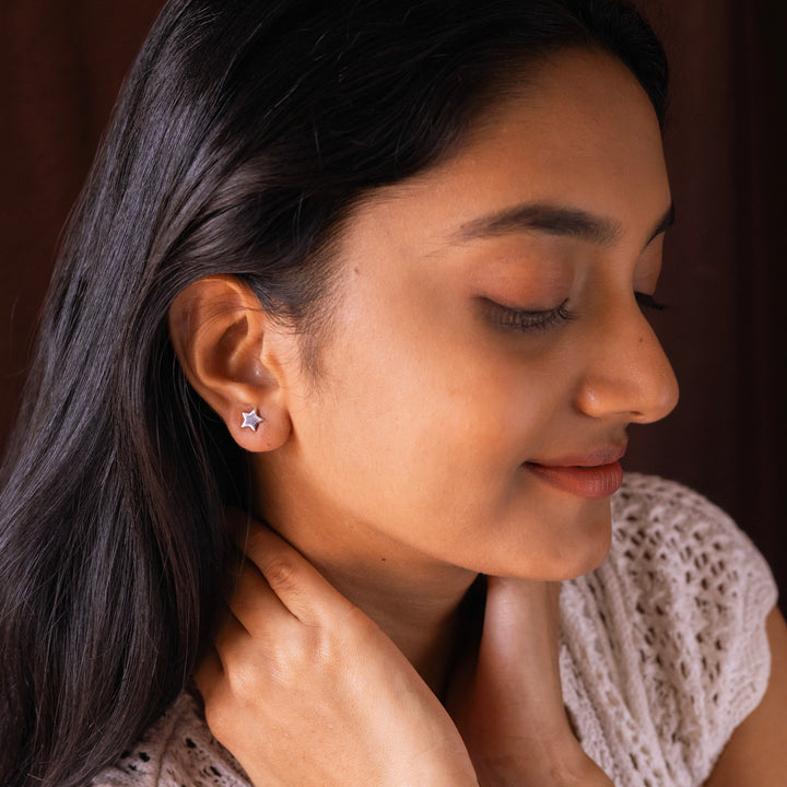 Moon & Star Sterling Silver Studs