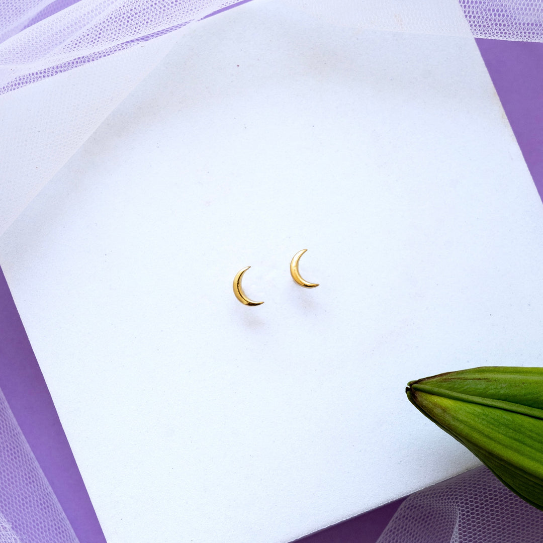 Crescent Moon Sterling Silver Studs