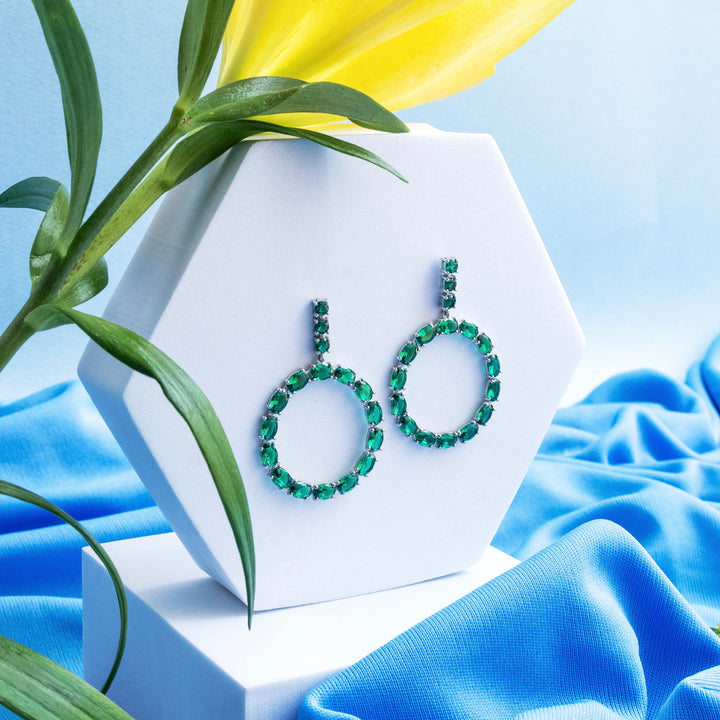 Vibrant Green Sterling Silver Earrings