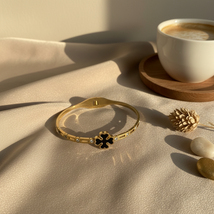 Black Clover Bracelet- 18k Gold Plated