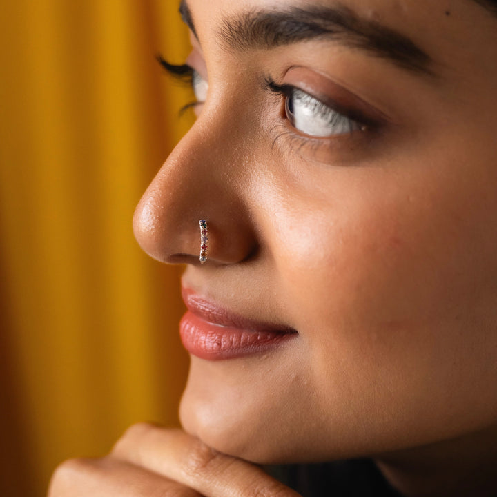 Rainbow Sterling Silver Nose Ring