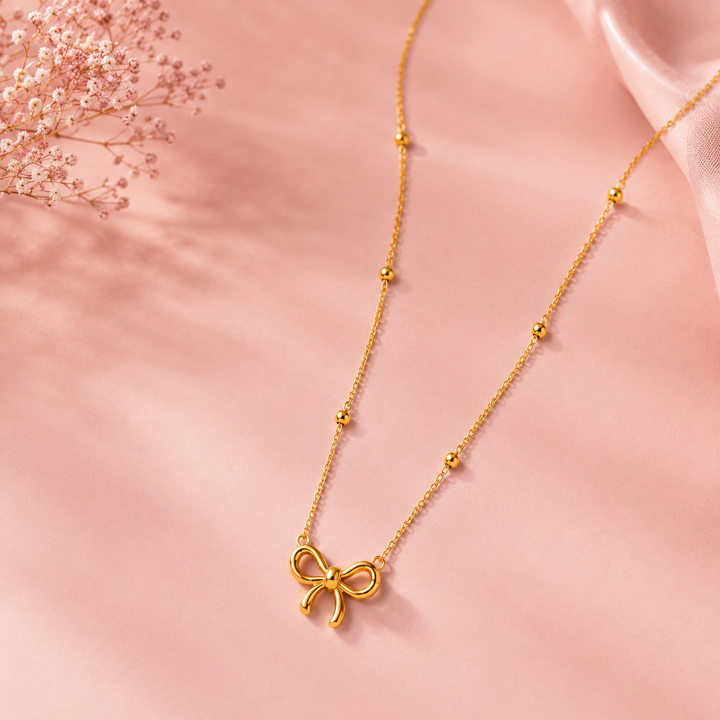 Bow Necklace - 18k Gold Plated