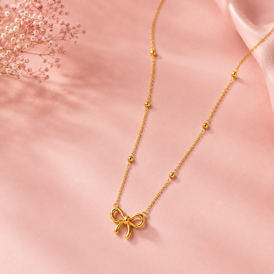 Bow Necklace - 18k Gold Plated