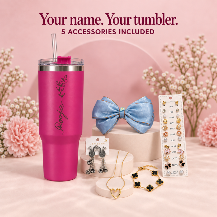 Personalised Tumbler & Treasures Combo with 5 accessories
