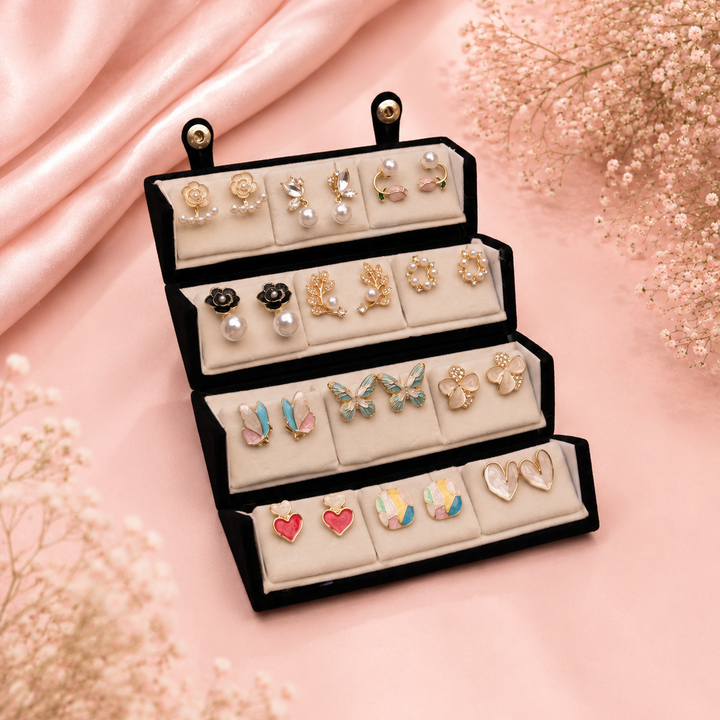 12 Earrings in Folding Box with Name