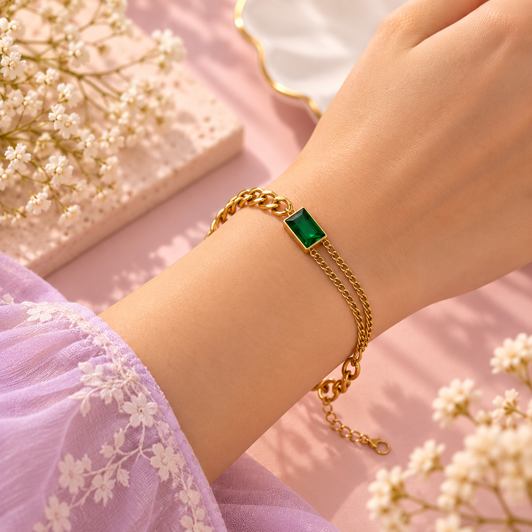 Emerald Aura Bracelet - 18k Gold Plated