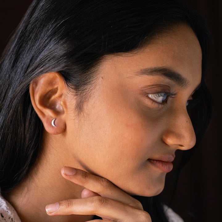 Moon & Star Sterling Silver Studs