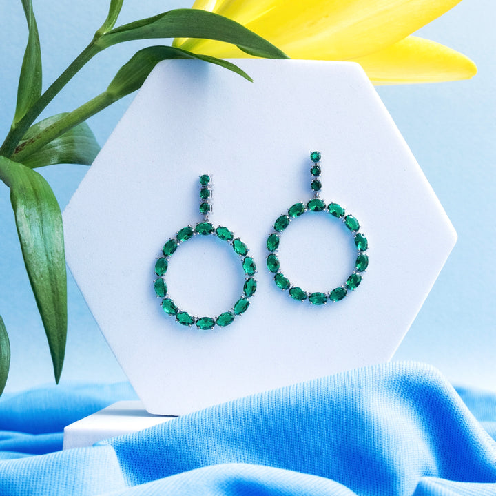 Vibrant Green Sterling Silver Earrings