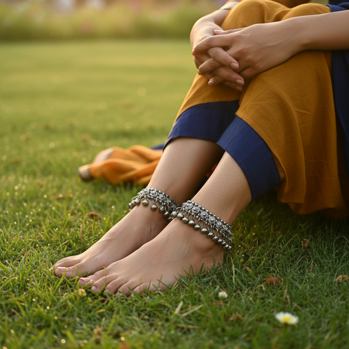 Oxidised Payal- Pair