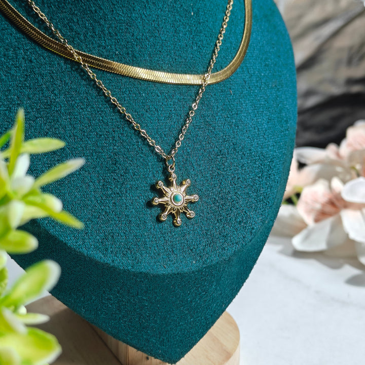 Daisy Double Layer Necklace - 18k Gold Plated