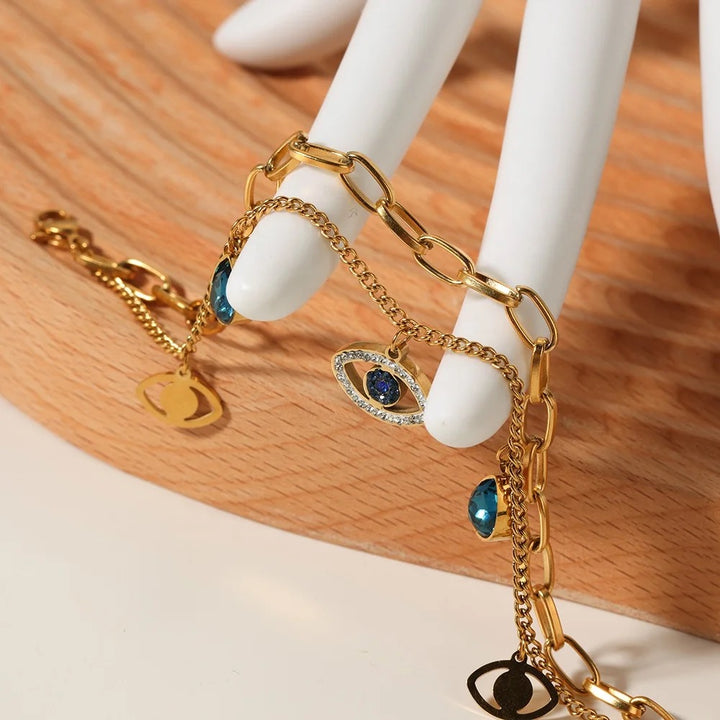 Evil Eye Charm Bracelet- 18K Gold Plated