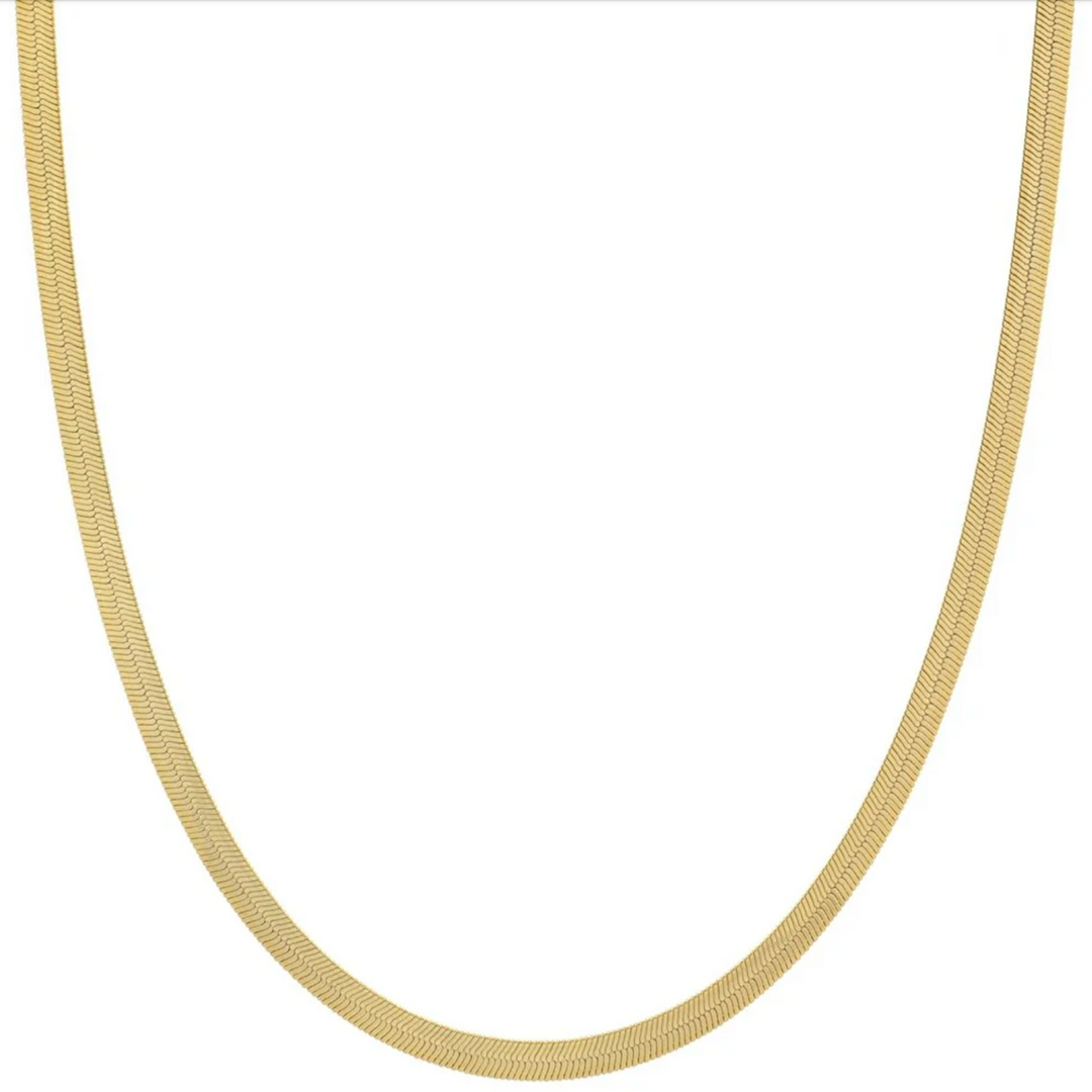 Flat Snake Chain Necklace - 18k Gold Plated