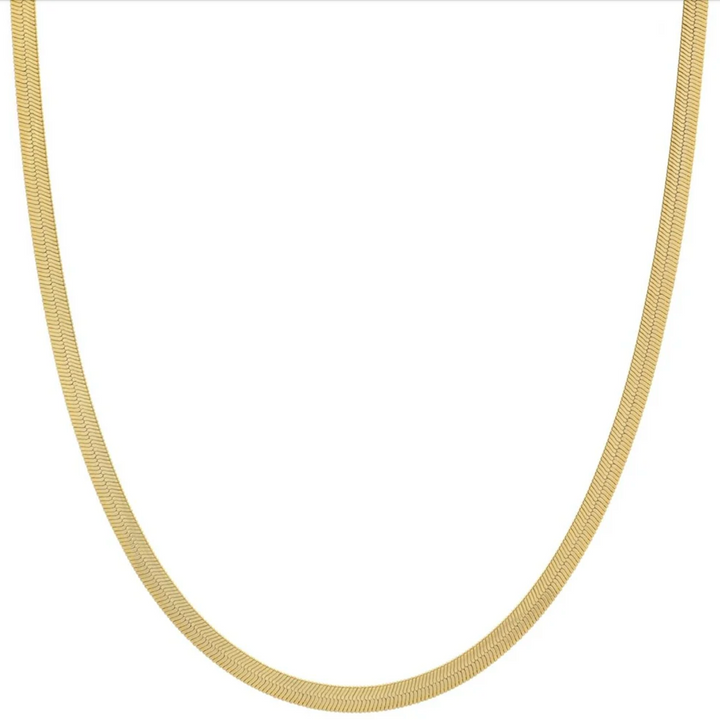 Flat Snake Chain Necklace - 18k Gold Plated