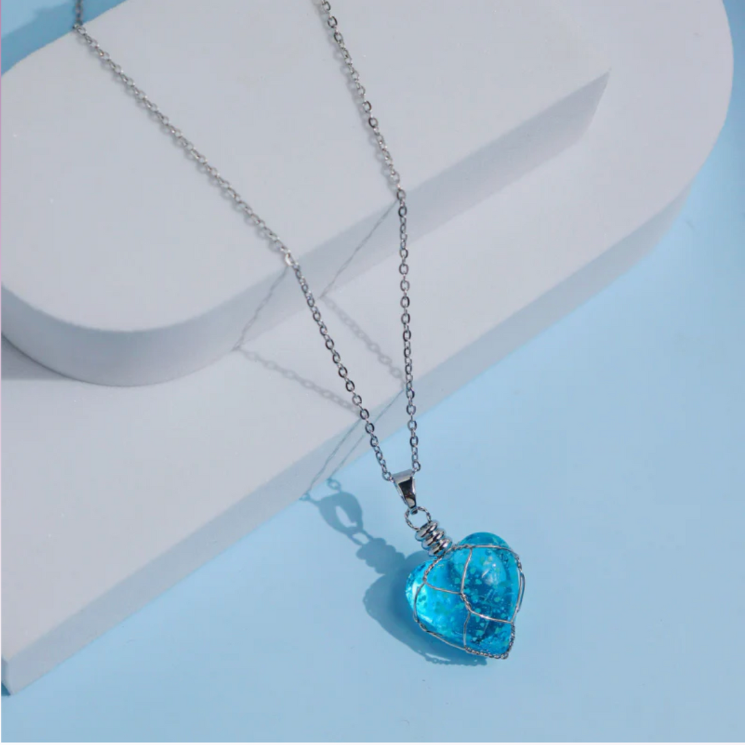 Crystal Heart Glow in Dark Necklace