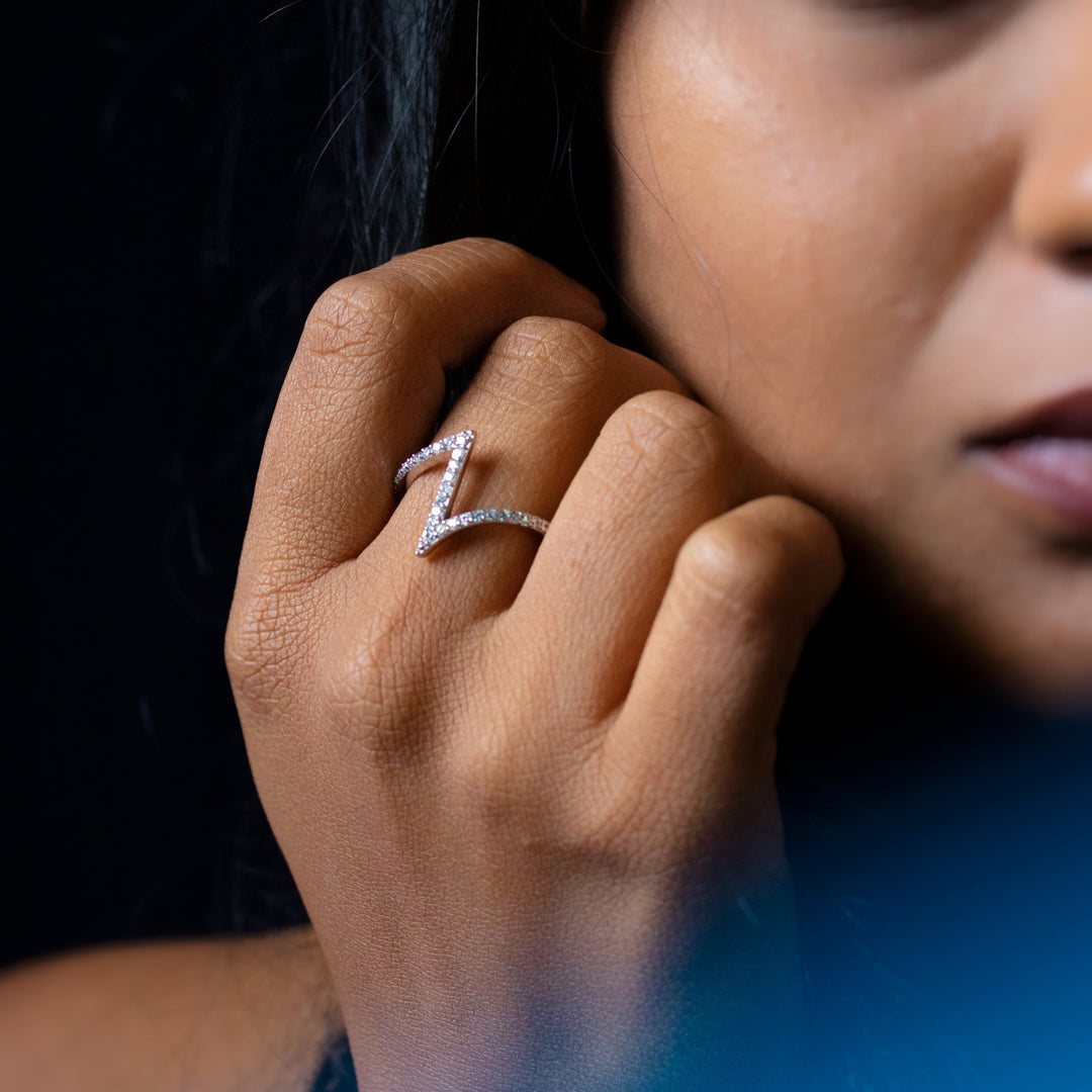 Sparkling Wave Sterling Silver Ring