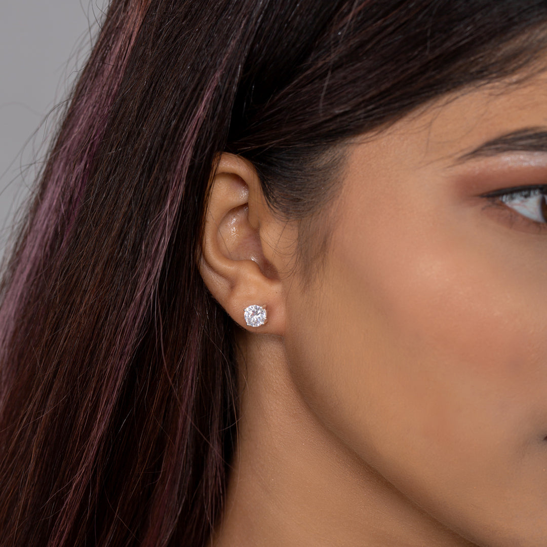 Solitaire American Diamond Sterling Silver Studs