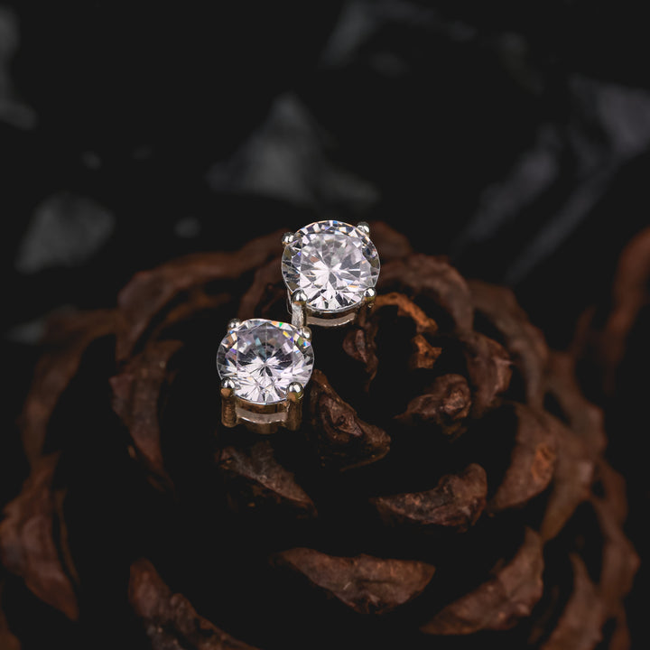 Solitaire American Diamond Sterling Silver Studs