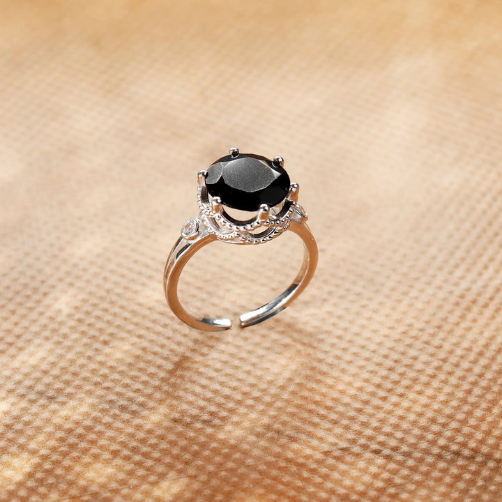 Black Onyx Crown Sterling Silver Ring