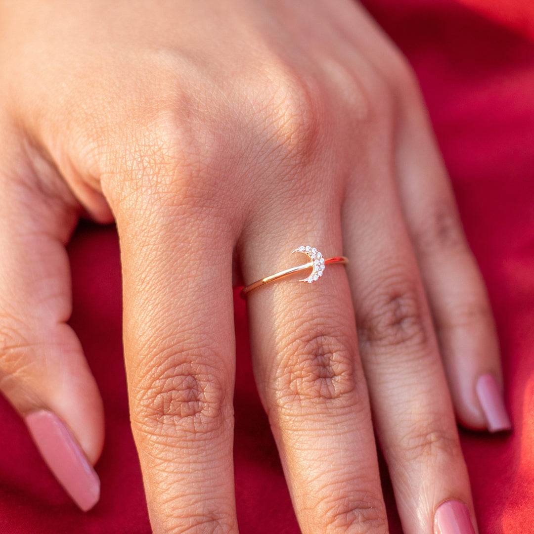 Crescent Moon Sterling Silver Ring