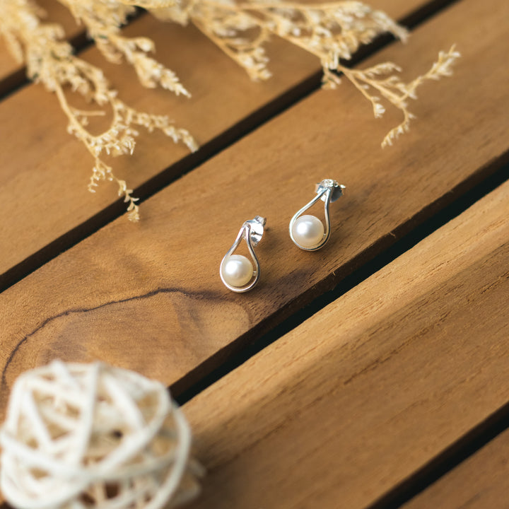 Pearl Drop Sterling Silver Studs
