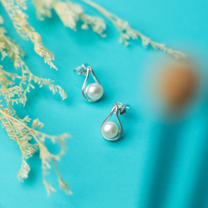 Pearl Drop Sterling Silver Studs