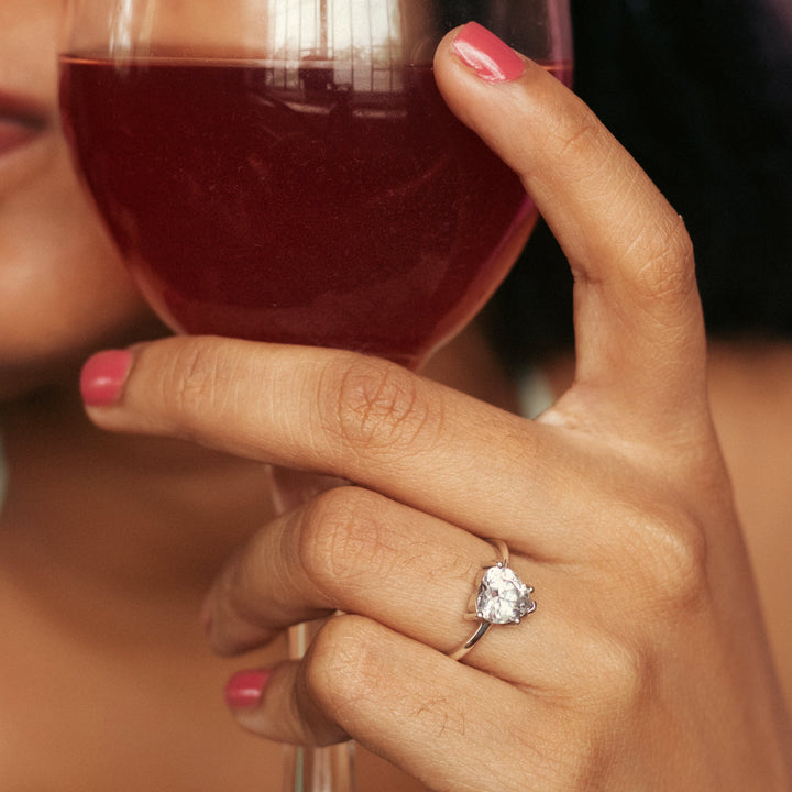 Heart Solitaire Sterling Silver Ring
