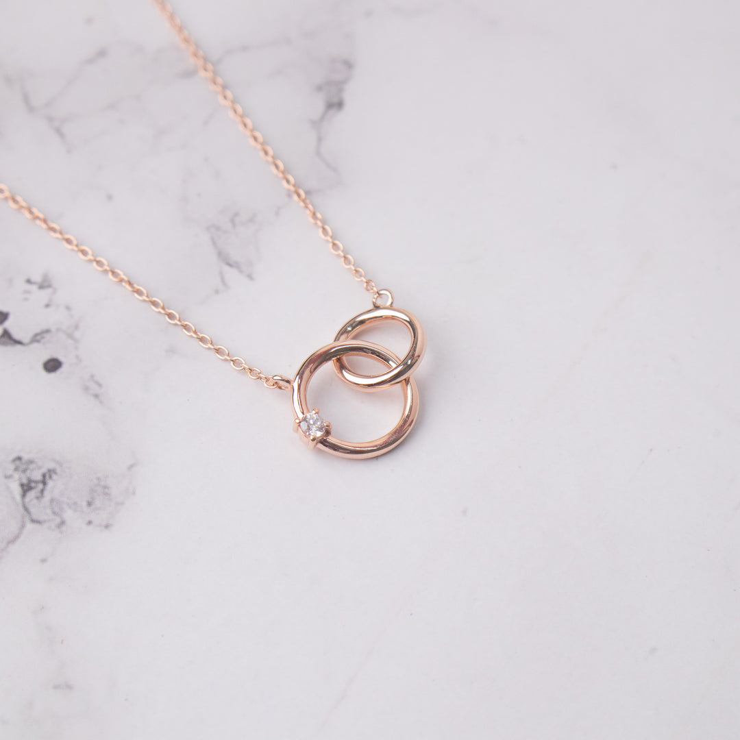 Forever Together Double Ring Sterling Silver Necklace
