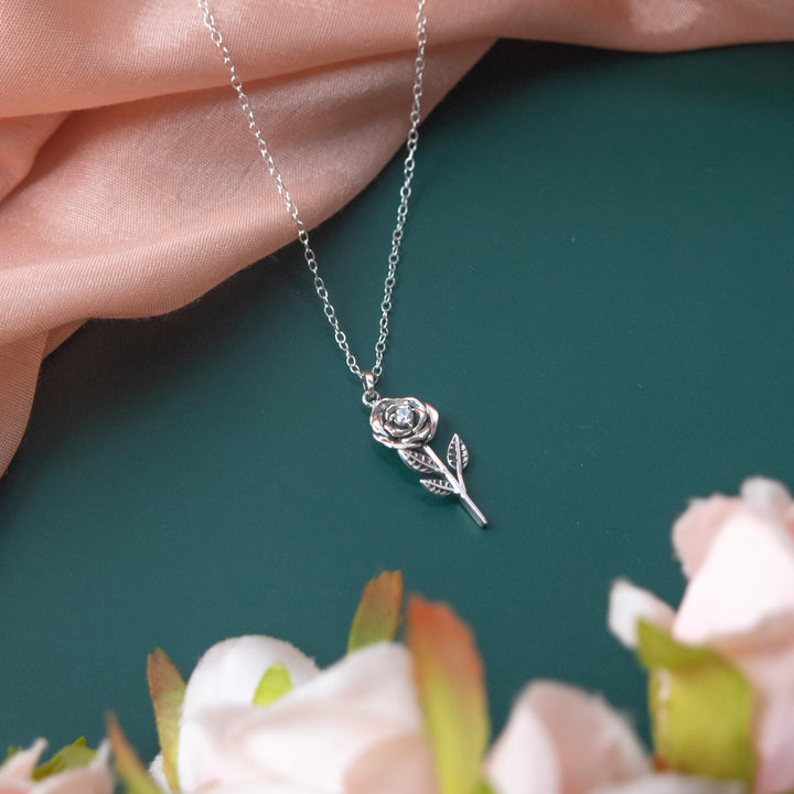 Rose Oxidised Silver Pendant