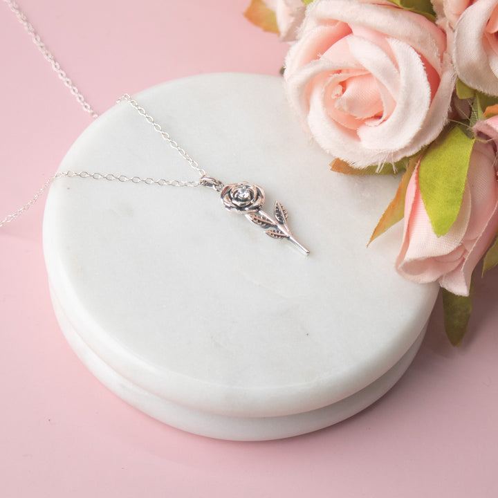 Rose Oxidised Silver Pendant