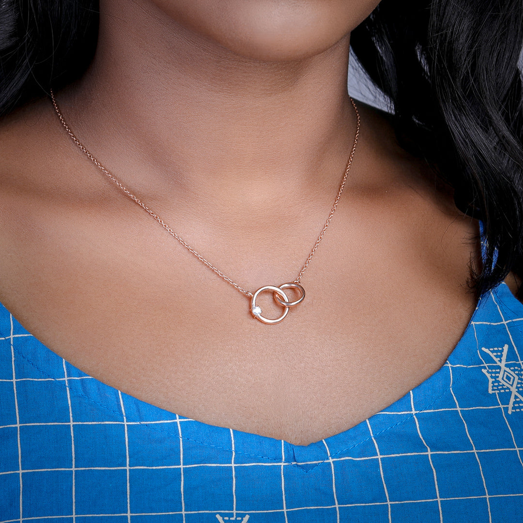Forever Together Double Ring Sterling Silver Necklace