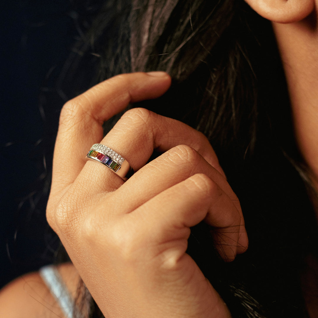 Rainbow Sterling Silver Ring