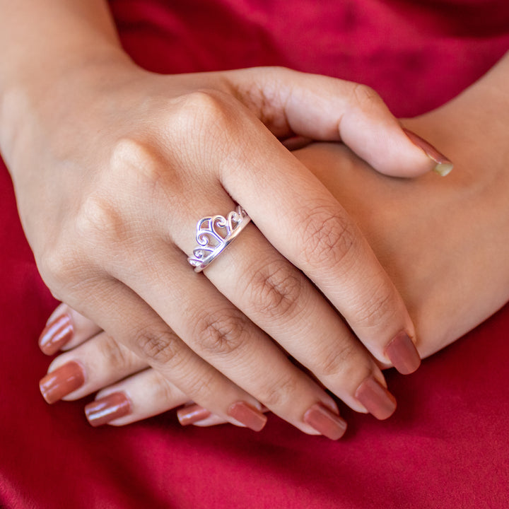 Couple Crown Sterling Silver Ring