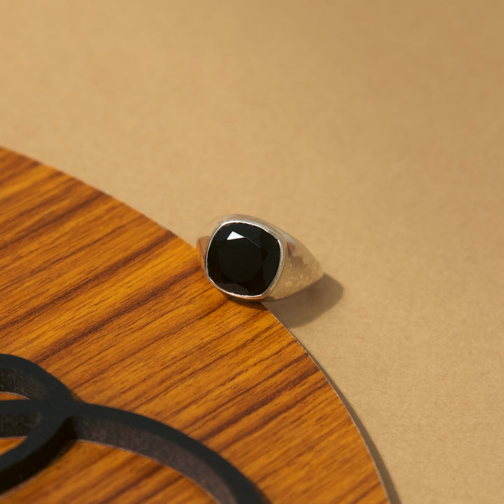 Black Onyx Signet Sterling Silver Ring For Him