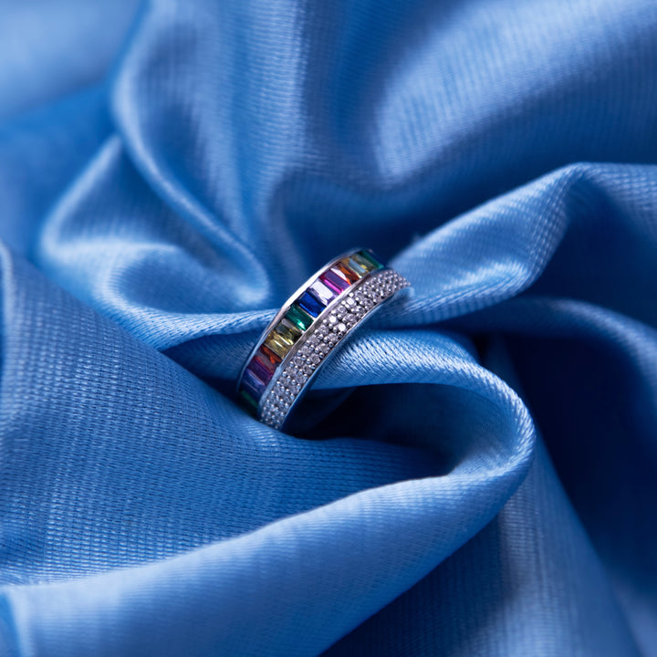 Rainbow Sterling Silver Ring